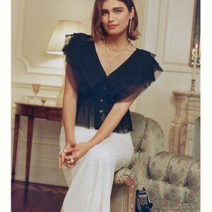 Anthropologie Forever That Girl Ruffled Button Front Blouse